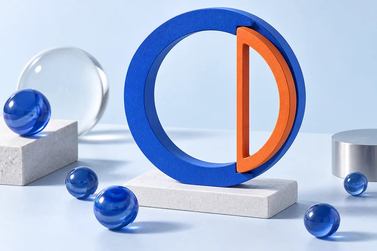 Nested frames with different openings beside marbles. AI-created editorial illustration.